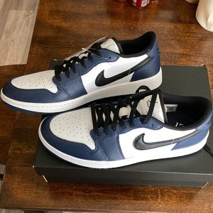 Air Jordan 1 Low G golf shoes size 13 White/Black-Midnight Navy